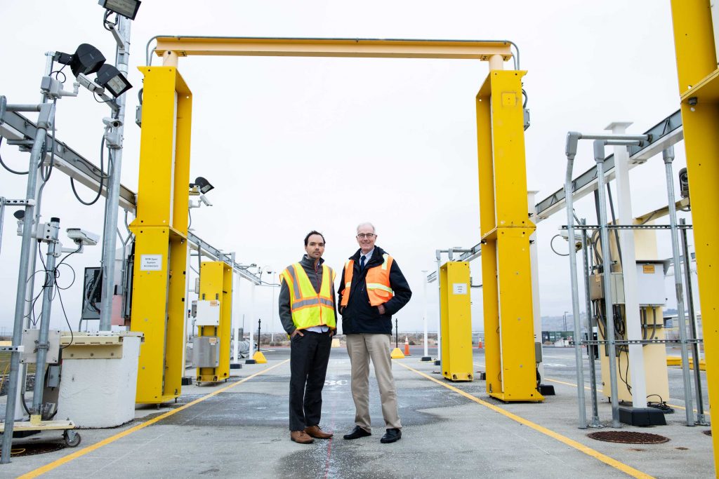 RETHINKING PORTAL MONITORS — Building upon deep expertise in system engineering and radiation detection, Sandia developed a prototype RAPTER portal monitor that was deployed for testing at Pacific Northwest National Laboratory’s Interdiction Technology and Integration Laboratory.