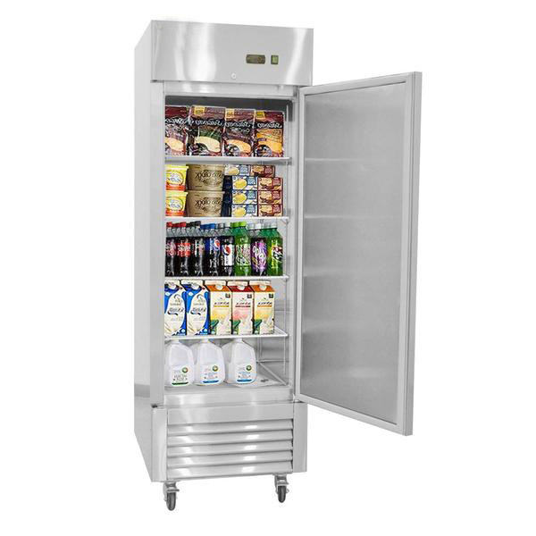 Single Glass Door Stainless Steel Reach-In Refrigerator 20 cu.ft.