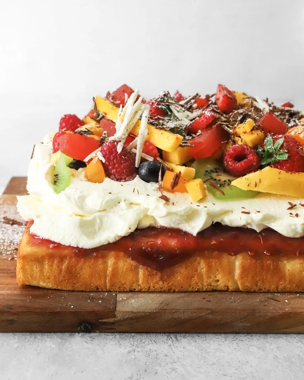 Vegan Fresh Fruit Cake with Whipped Cream