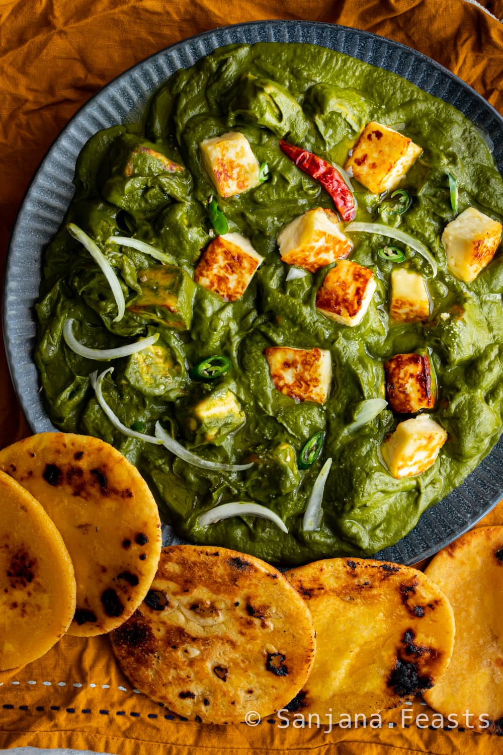 Saag Paneer and Makki ki Roti