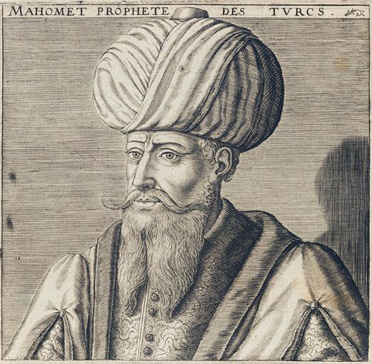 Portrait of Mohammed from Michel Baudier’s book Histoire générale de la religion des turcs (Paris, 1625). It was sold at auction by Sotheby’s in 2002. The same image was used on the cover of issue #2195 of the French magazine Le Nouvel Observateur.