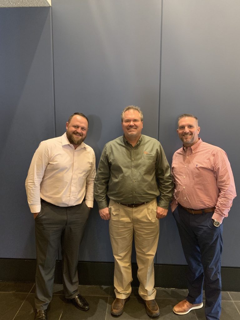 From left are John Fair, Regional Sales Manager West, SANY America; Derek Dicks, Dealer Principal, ProSource Machinery LLC; and Josh Peddycord, Regional Sales Manager North Central, SANY America.