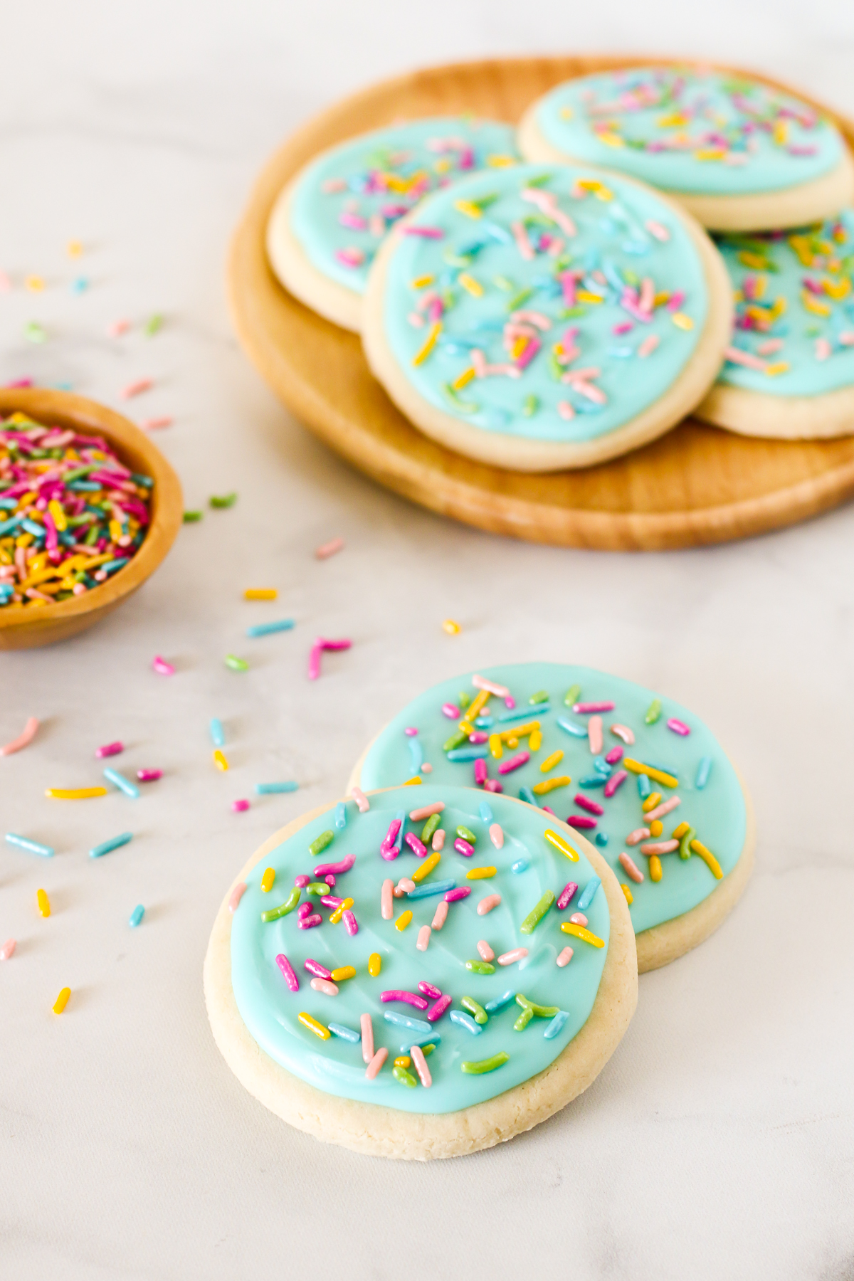 Gluten Free Vegan Frosted Sugar Cookies. The perfect rolled and cut sugar cookies, with a simple vanilla frosting. You can’t go wrong with this classic cookie!