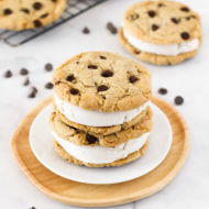 gluten free vegan chocolate chip cookie ice cream sandwiches