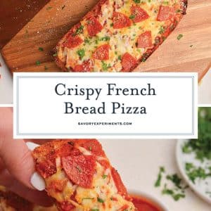 collage of french bread pizza for pinterest