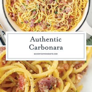 collage of carbonara