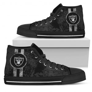 Triple Stripe Bar Dynamic Oakland Raiders High Top Shoes V1