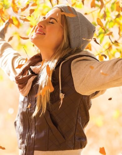 Woman enjoying fall