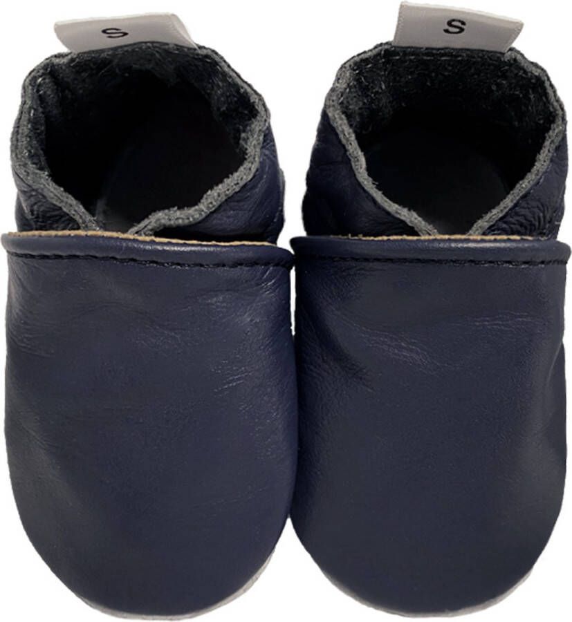 Babysteps leren babyslofjes blauw Leer Effen 24 25