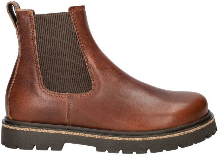 Birkenstock Highwood Slip-In leren chelsea boots cognac