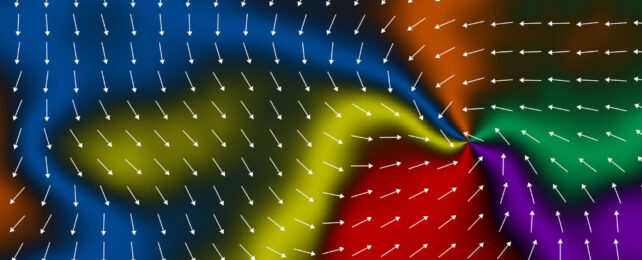 colour map of spin directions in altermagnet