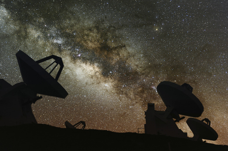 Radio telescopes observe the Milky Way.