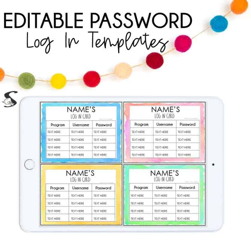 Free Editable Computer Login Cards Watercolor Theme