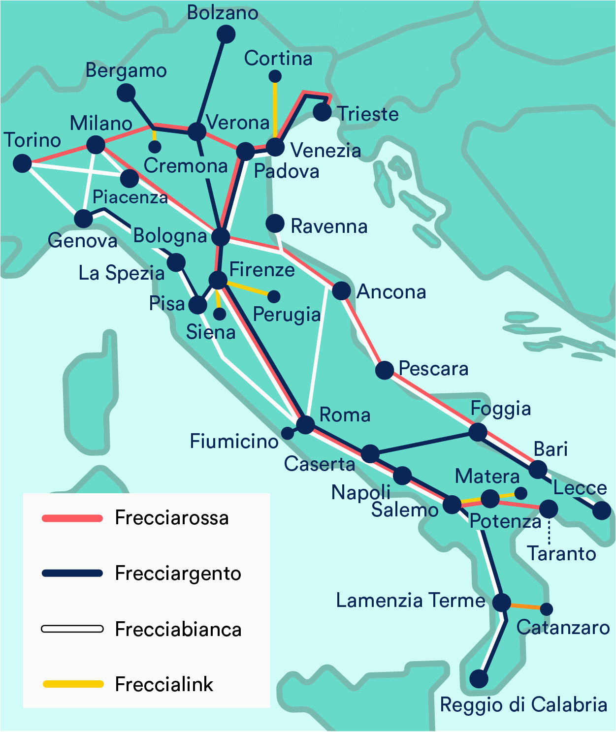 Printable Italy Train Map - Printable World Holiday