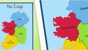 Map Of Ireland as Gaeilge Irish Provinces Display Poster Gaeilge