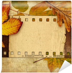 Retro Background With Frame And Autumn Leaves Wall - Old Film Strip | Full  Size PNG Download | SeekPNG