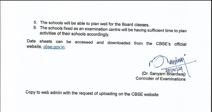 CBSE Class 12 Date Sheet 2025 PDF Download