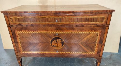 A LATE 18TH CENTURY NORTH ITALIAN MARQUETRY COMMODE LUIGI XVI C1785