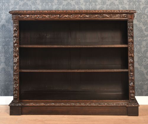 CARVED OAK OPEN BOOKCASE