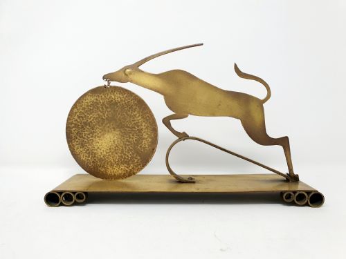 ART DECO BRASS GAZELLE DINNER GONG