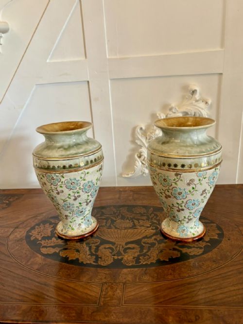 PAIR OF ANTIQUE VICTORIAN QUALITY DOULTON VASES