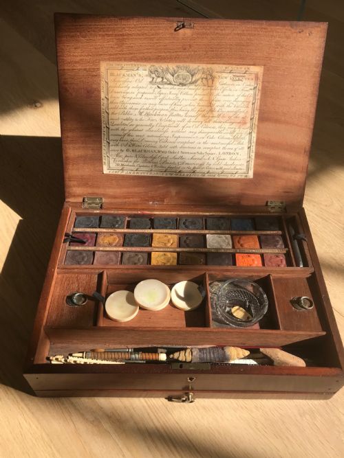 an artist paint box full of paints and accessories - CATEGORY: ANTIQUE BOXES - DATED 19TH CENTURY