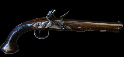 A FINE FLINTLOCK OFFICERSDUELLING PISTOL BY BARBER OF NEWARK OF VERY HIGH QUALITY 18TH CENTURY