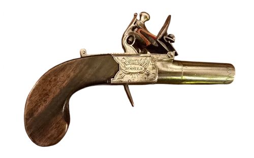 A FINE ANTIQUE 18TH CENTURY ENGLISH TURN OFF BOXLOCK FLINTLOCK POCKET PISTOL 40 BORE BY J ROBINSON BOOTLE LIVERPOOL BIRMINGHAM PROOF MARKS