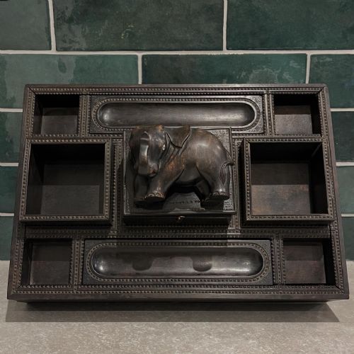 CEYLONESE EBONY ELEPHANT DESK TIDY