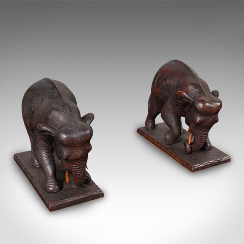 PAIR OF ANTIQUE ELEPHANT BOOKENDS ENGLISH BOOK REST HOME LIBRARY VICTORIAN