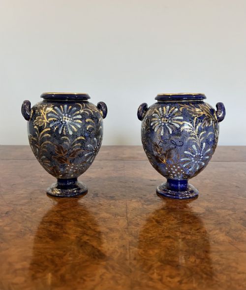 SMALL PAIR OF ANTIQUE DOULTON VASES