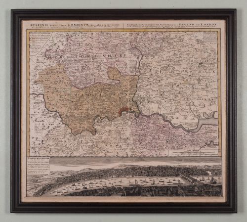 VIEW AND MAP OF LONDON 1741