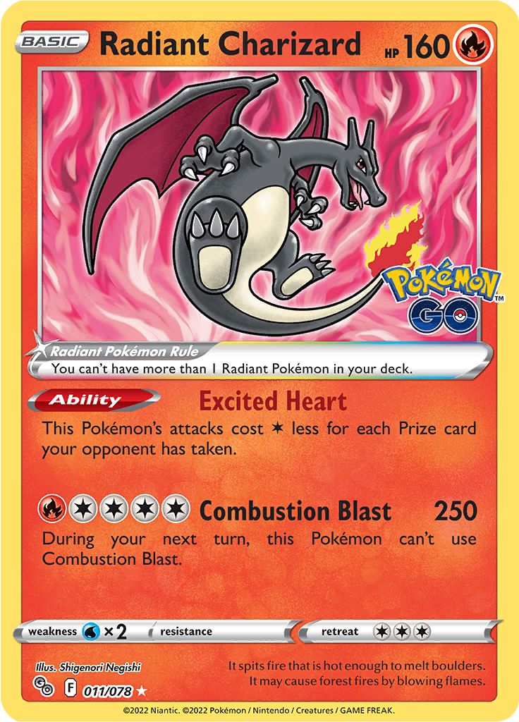 Serebii.net Pokémon Card Database - Pokemon GO - #11 Radiant Charizard image.