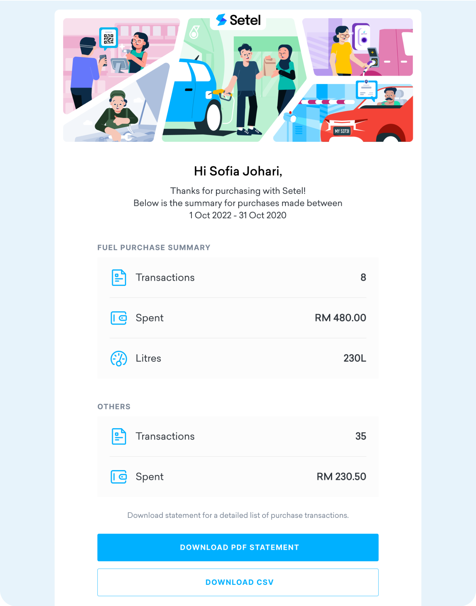 Popup Transaction Statement