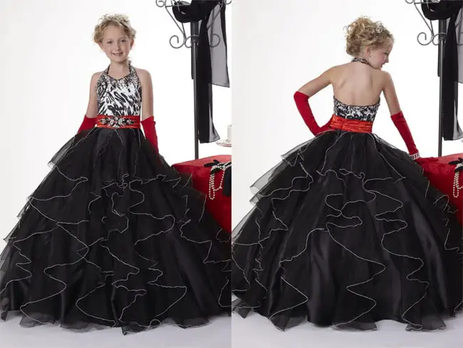 Little Girls Black Evening Ball Gowns 2016