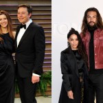 Talulah Riley (L) and Elon Musk, Lisa Bonet and Jason Momoa