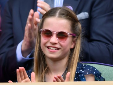 Princess Charlotte of Wales court-side of Centre Court during the men's final on day fourteen of the Wimbledon Tennis Championships on July 14, 2024 in London, England.