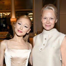 Ariana Grande, Pamela Anderson at the Golden Globes First-Time Nominee Luncheon at Maybourne Beverly Hills on December 17, 2024 in Los Angeles, California.