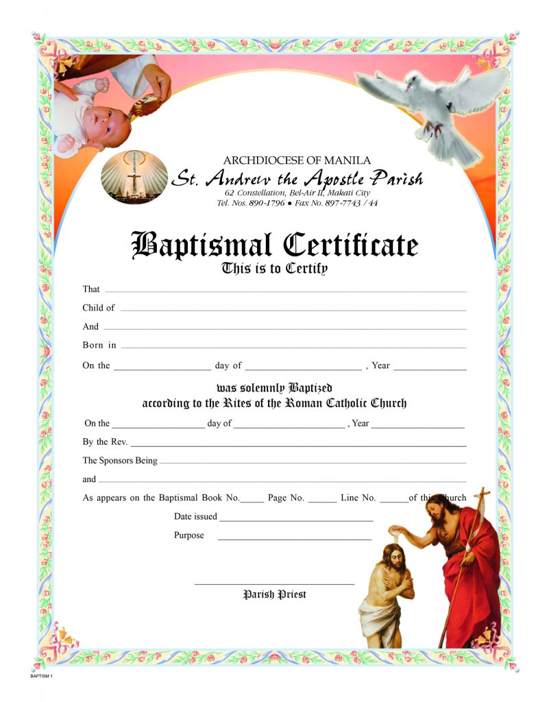 Sample Of Baptismal Certificate - prntbl.concejomunicipaldechinu.gov.co