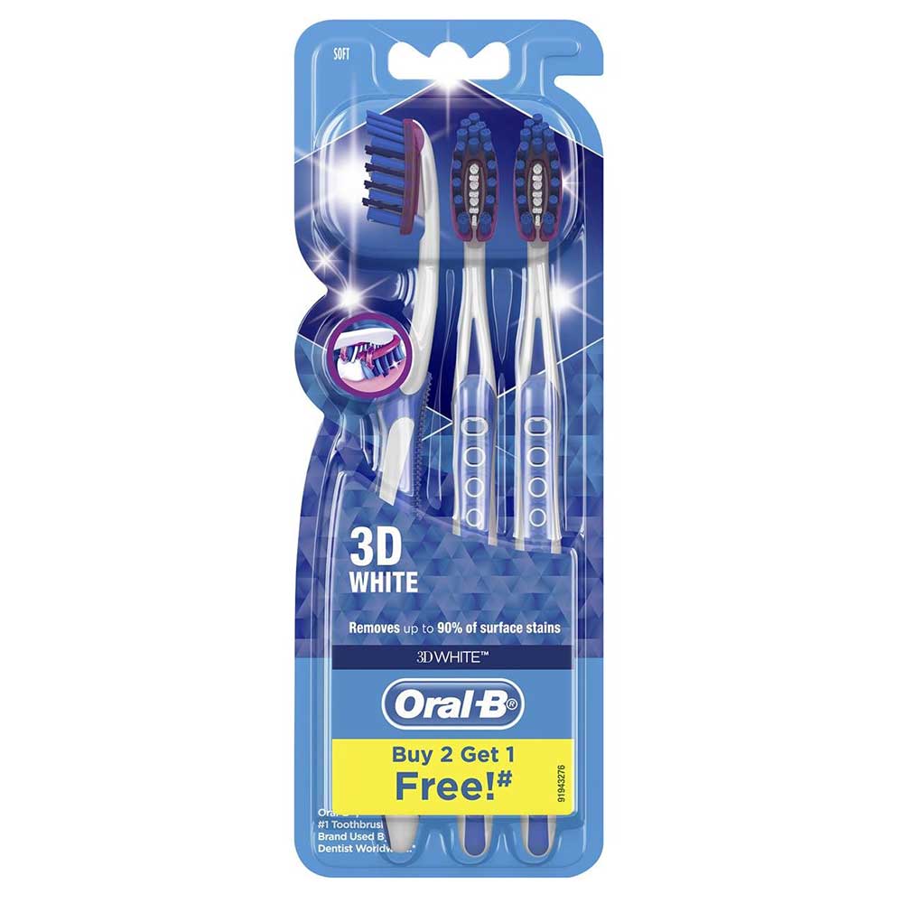 Bàn chải răng Oral-B 3D White - Soft, vỉ 3 cái