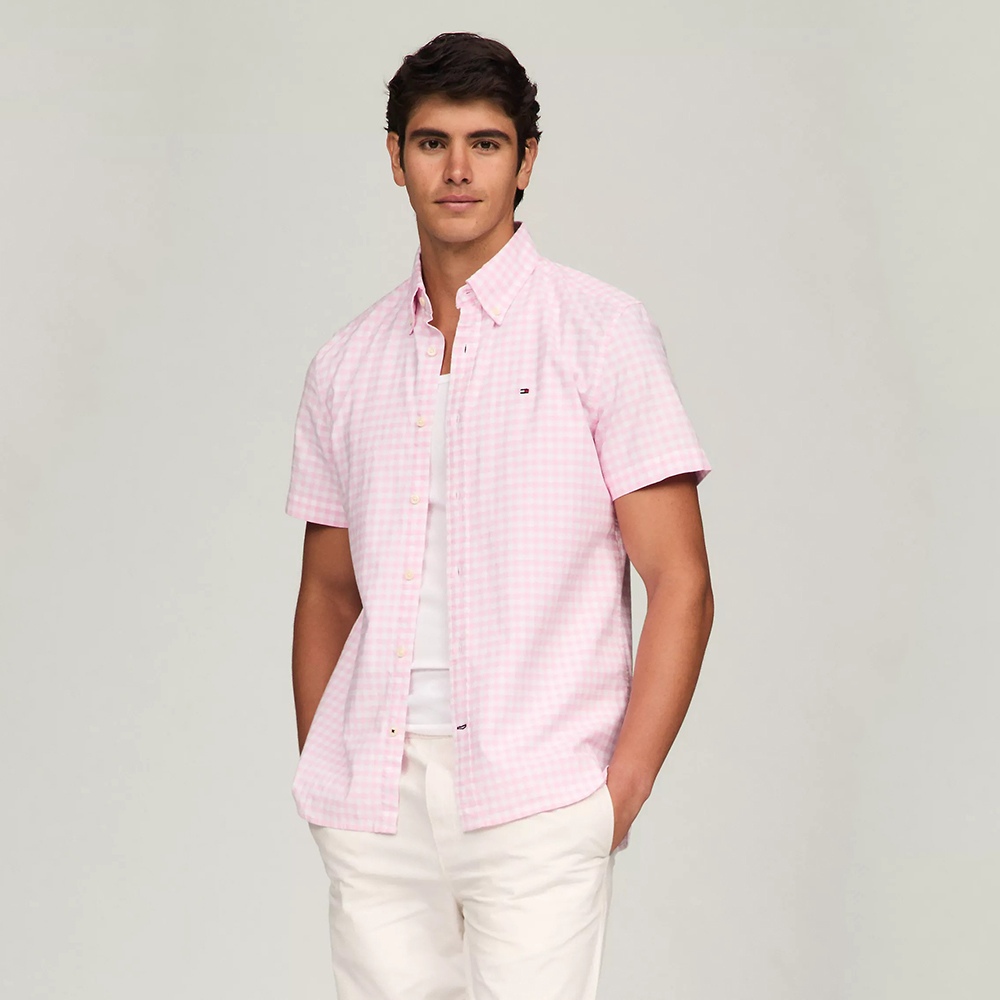 Áo Tommy Hilfiger Gingham Regular Fit Oxford - Pink, Size S