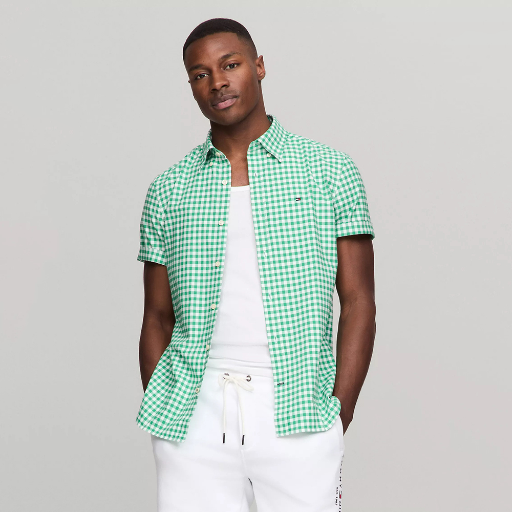 Áo Tommy Hilfiger Gingham Regular Fit Oxford - Green, Size M