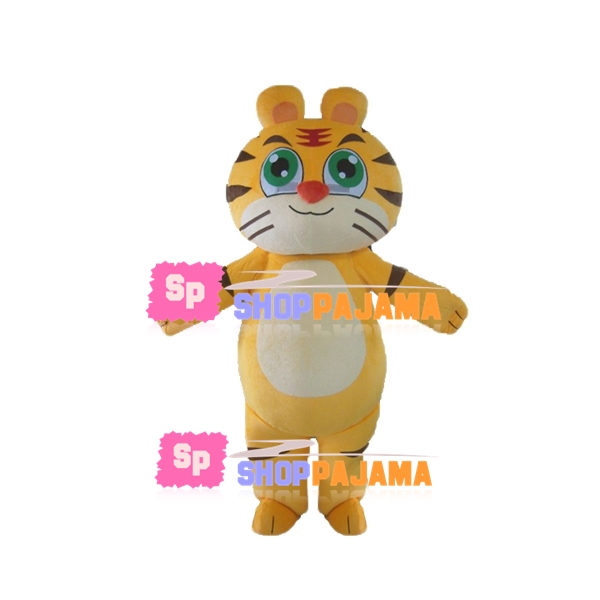 Soft Lightweight Green Eyed Tiger Mascot Costume