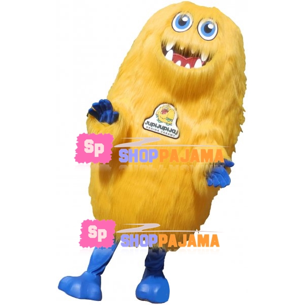 Adult Long Fur Yellow Monster Cartoon Mascot Costume