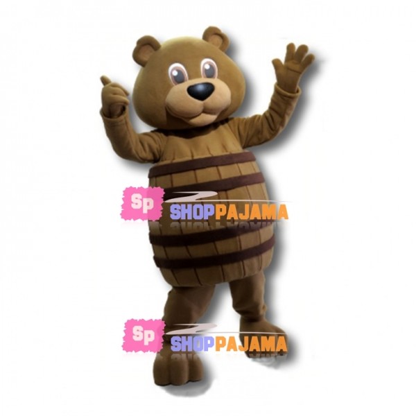 Adorable Barrel Bear Mascot Costume 