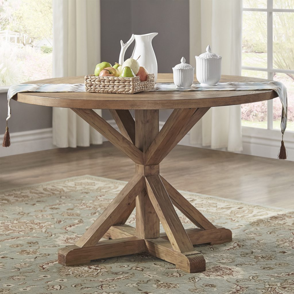 Benchwright Rustic Xbase 48inch Round Dining Table Set by iNSPIRE Q