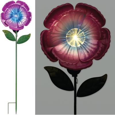 Magenta Solar Fiber Optic Daisy Garden Stake 57in