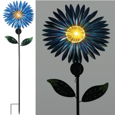 Blue Solar Fiber Optic Daisy Garden Stake 57in