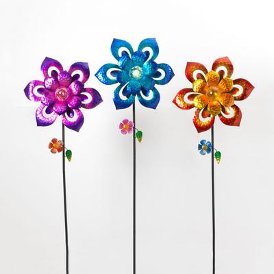 Gerson Solar Floral Spinner Garden Stake 57in