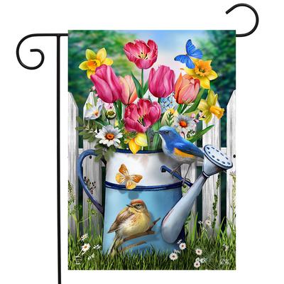 Briarwood Lane Floral Watering Can Garden Flag